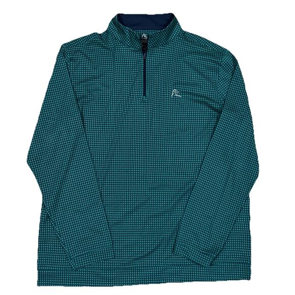 Rhoback Sweater Mens 2XL 1/4 Zip Long Sleeve Green Houndstooth Golf Performance - Picture 2 of 9